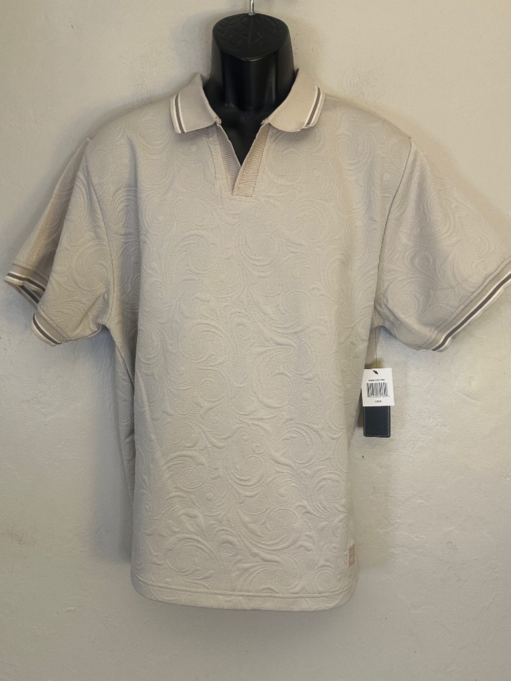 Saints Studio Textured Polo Large New with tags 97% polyester/3% elastane